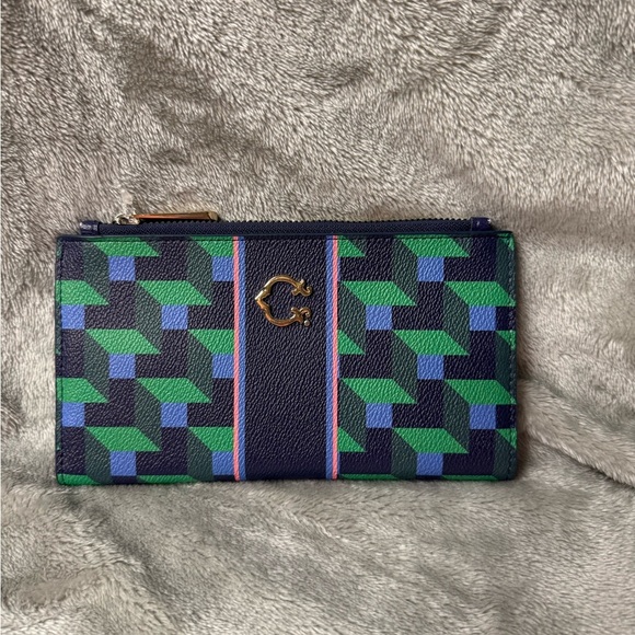 C. Wonder Blue and Green Geometric Wallet - Picture 1 of 9